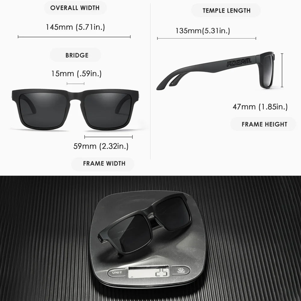 KDEAM Men's Polarized Sunglasses Square Casual Outdoors Sun Glasses Women Unisex Sunglass For Couple With Zipper Case