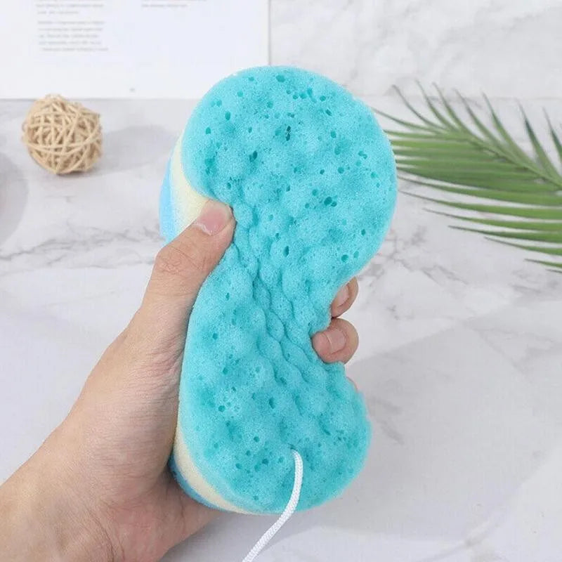 Three-layer Wave Bath Sponge Body Brush Skin Clean Massage Cleaning Shower Brushes Kids Adults Foam Scrubbing Towel Rope Holder