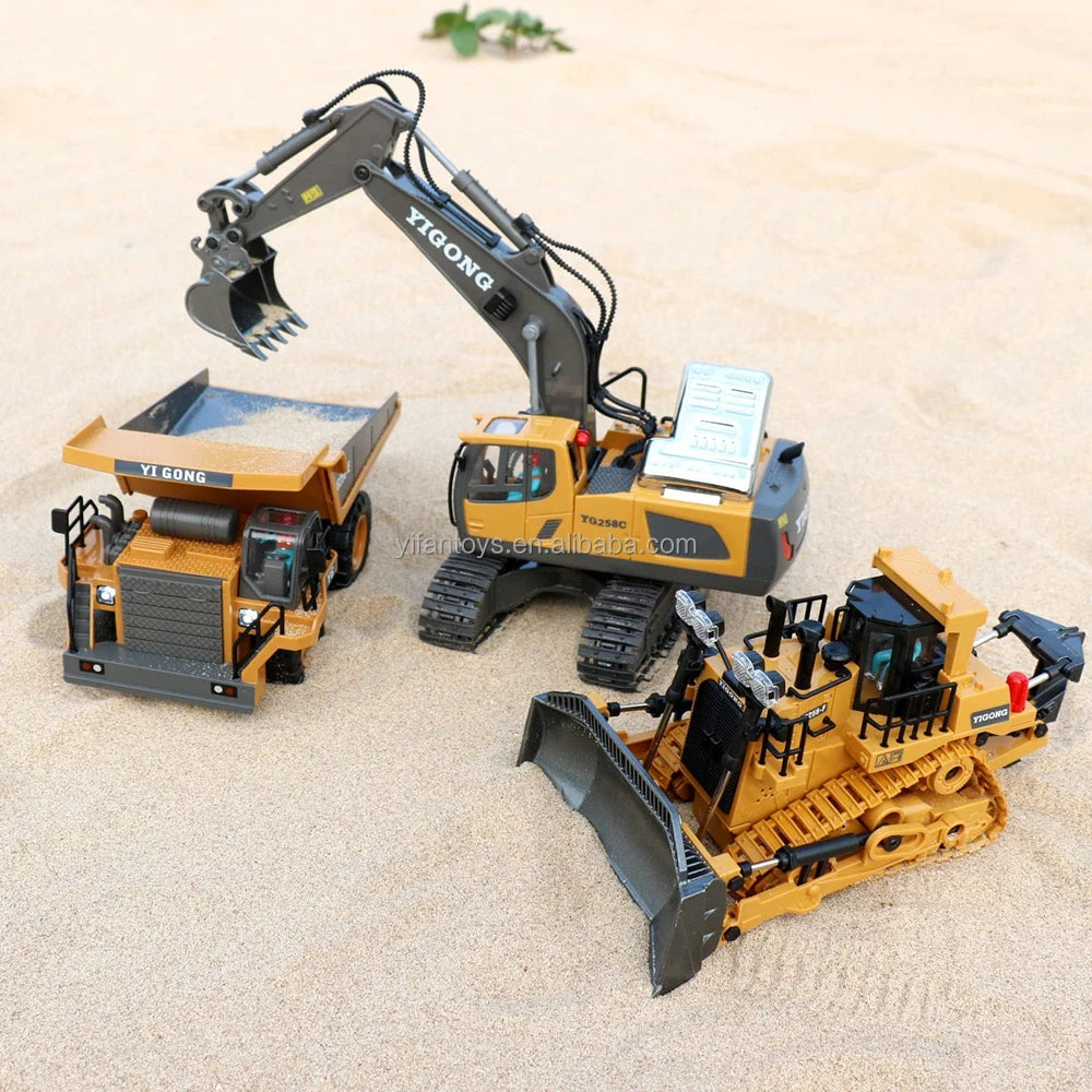 Hot selling 11 Channel 1:20 2.4GHz 11CH RC Construction Truck Toys Engineering Vehicles Metal RC Excavator