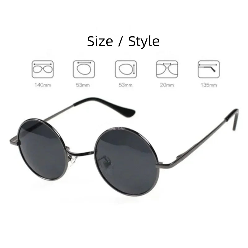 Vintage Round Metal Sunglasses Women Men Trendy Street Party Disco Hip Hop Eyewear Anime Cosplay Prop Glasses Retro UV400 Shades