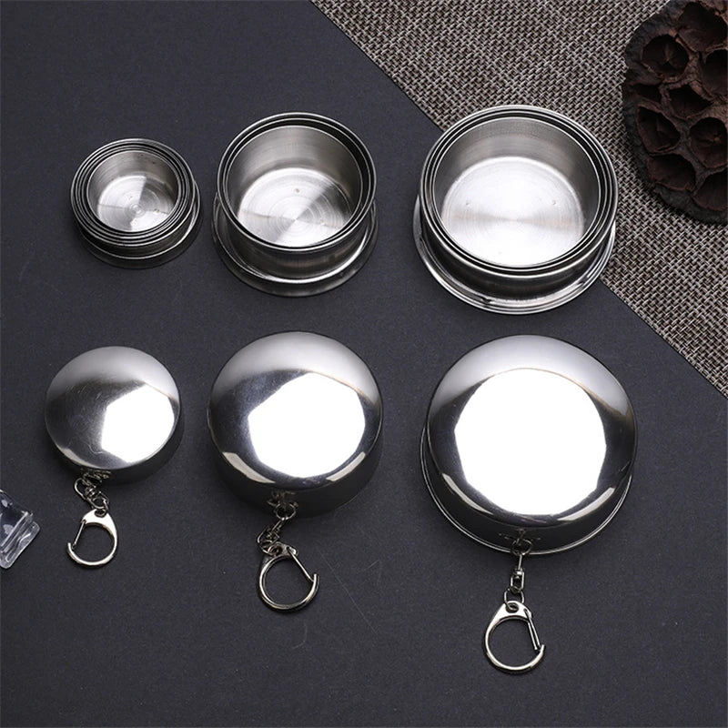 Stainless Steel Folding Cup Camping Cookware Retractable Cup Teacups Teaware Camp Utensils Tableware Folded Cup75/150/250ML