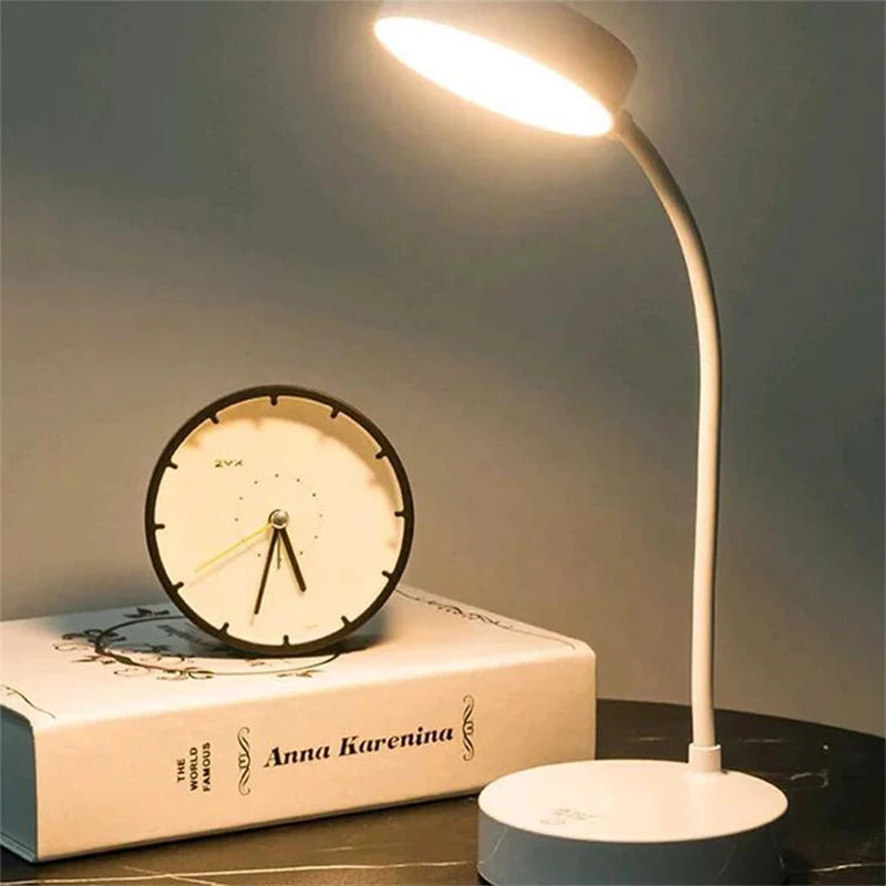 Table Lamp USB Plug Rechargeable Desk Lamp Bed Reading Book Night Light LED 3 Modes Dimming Eye Protection Light Bedside Lamp