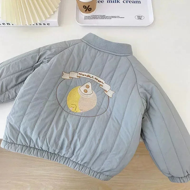 Winter Autumn Toddler Boy Girl Jackets Long Sleeve Embroidery Fleece Cotton Kids Coats Outerwear Children Clothing