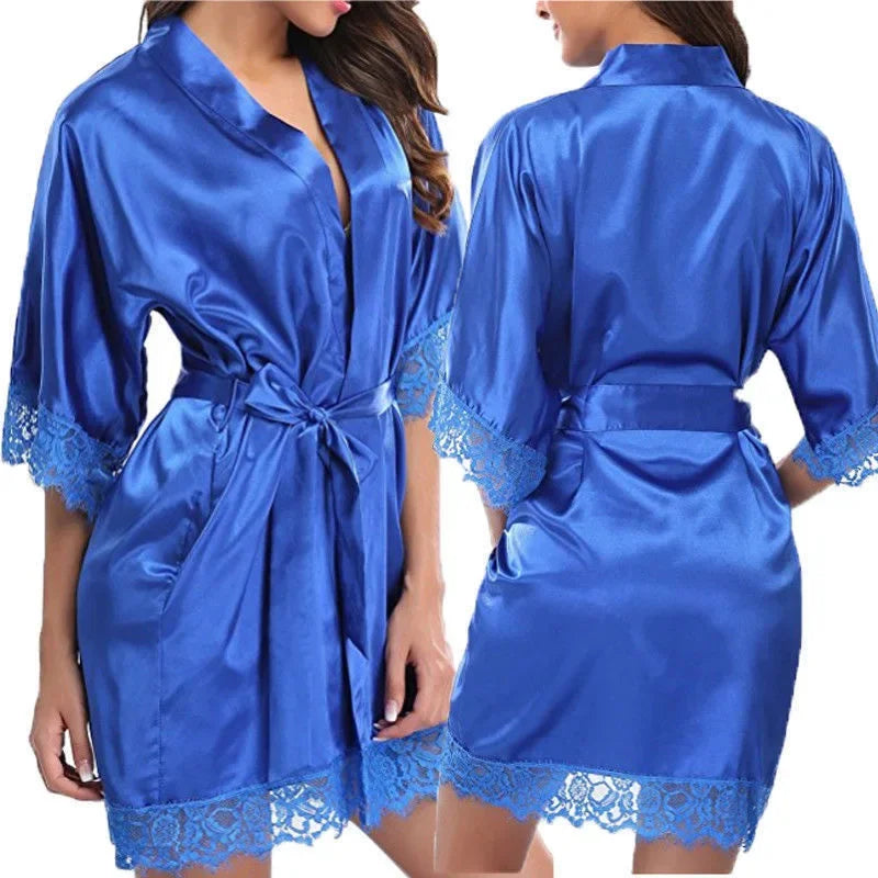 1 Piece Women's Underwear Glossy Robe Pajamas Ice Silk plus Size Nightgown Homewear Fashion Trend