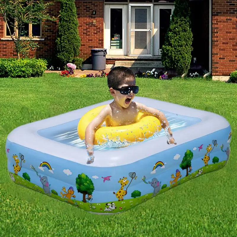 1.2/1.5M Blue Square Inflatable Children's Baby Water Swimming Pool Air Pool Paddling Pool For Home Garden Grass Ground