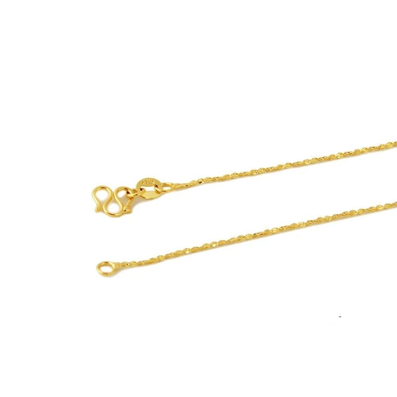 14k Orginal Gold Color Necklace Chain for Women Box Chain Snake Bone/starry/Cross Chain 18 Inches Necklace Fine Jewelry Gifts