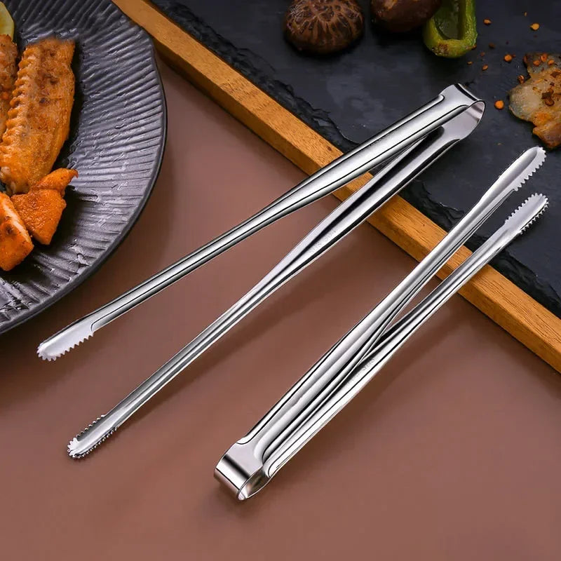 Stainless Steel Grill Tongs Food Clip BBQ Steak Clip Bread Tong Cooking Utensils Party Non-Slip Kitchen Gadgets Accessories BBQ