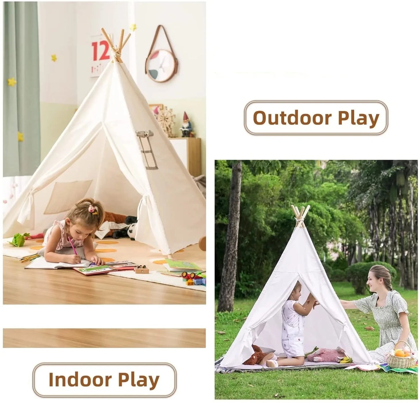 1.6M/1.3M Kid Tent Play House Wigwam for Children Portable Child Tipi Tents Teepee Toddler Ball Pit Girl Castle Play Room