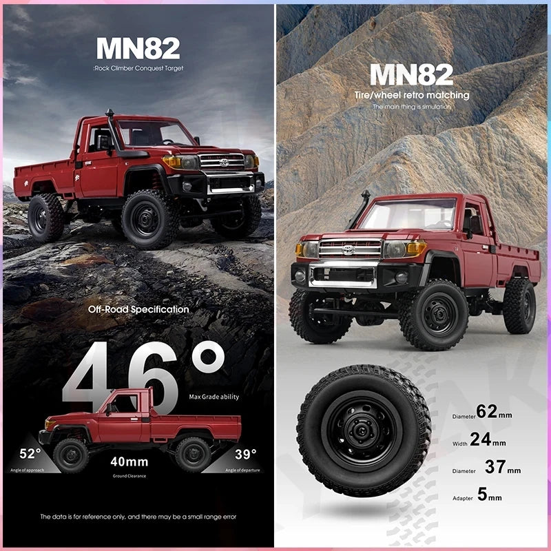 1:12 Rc Car Mn82 Model Retro Full-scale Simulation Lc79 RTR 2.4G 4WD 280 Motor Remote Control Pickup Truck Toys for Kids Gifts