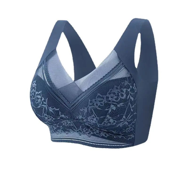 Top High Quality Lace Ladies Underwear Sexy and Comfortable No Steel Rings Fixed Cups Gathered Small Large Size Breathable Bra