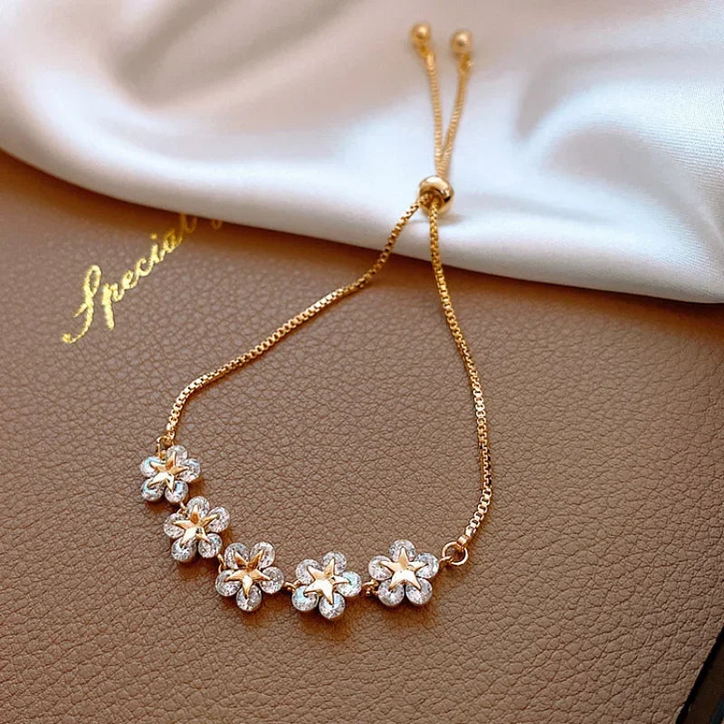 2024 New Korea New Fashion Letter D Star Simple Vintage Pendant Bracelet Woman Stainless Steel Bracelet Luxury Original Jewelry