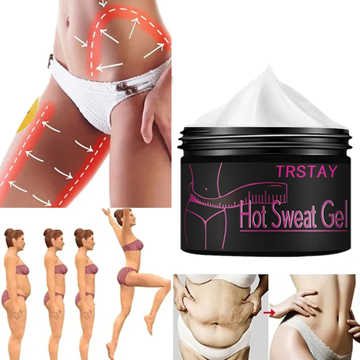 Anti Cellulite Sweat Fat Burning Gel Natural Weight Loss Cream Workout Enhancer For Shaping Waist Abdomen and Buttocks Slimming