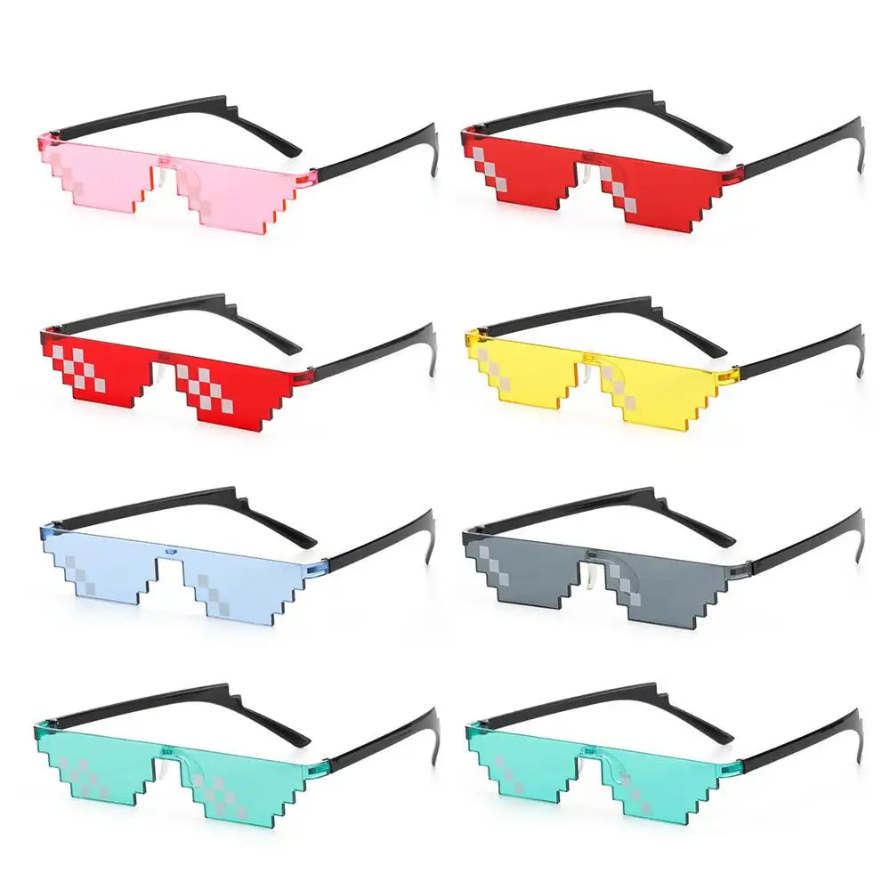 New Creative Pixelated Mosaic Glasses for Men Women Vintage Sunglasses Novel Halloween Cosplay Glasses Shades Party Glasses Gift