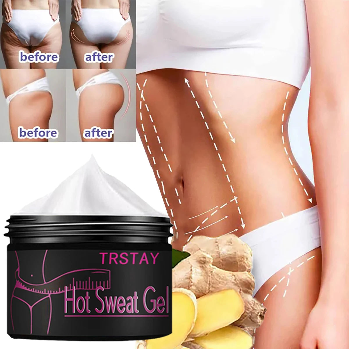 Anti Cellulite Sweat Fat Burning Gel Natural Weight Loss Cream Workout Enhancer For Shaping Waist Abdomen and Buttocks Slimming