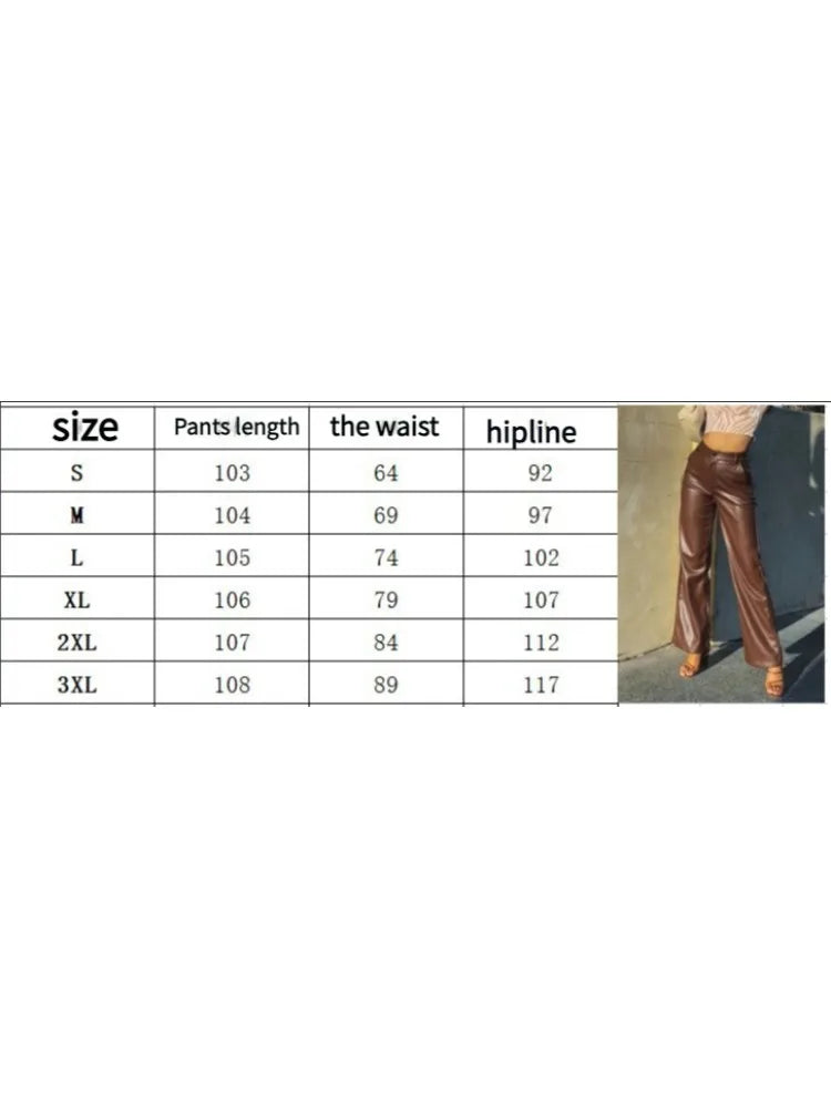 Women Leather Trousers High Waist Fashion Wide Leg Pants Autumn Winter Straight Tube Pants PU Leather Longs Solid Female Clothes