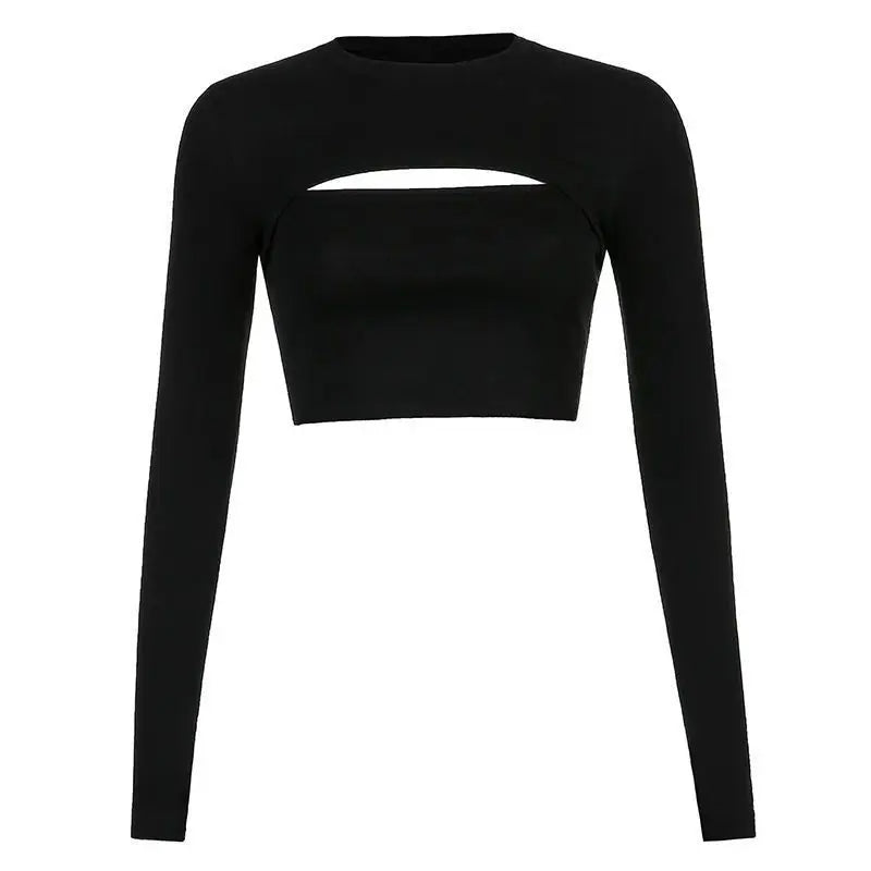 Women's T Shirt O-Neck Slim Fit Sexy Long Sleeve T-shirt Female Tees Shirt Femme Woman Crop Tops 2024 Spring New Korean Clothing