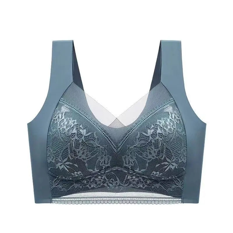 Top High Quality Lace Ladies Underwear Sexy and Comfortable No Steel Rings Fixed Cups Gathered Small Large Size Breathable Bra