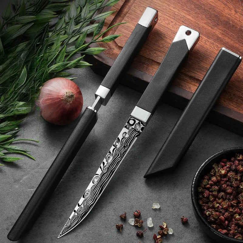 1/2pc Silver Grain High-Grade Meat Eating Knife, Kitchen Meat Cutter, Home Fruit Knife,Barbecue Knife C0