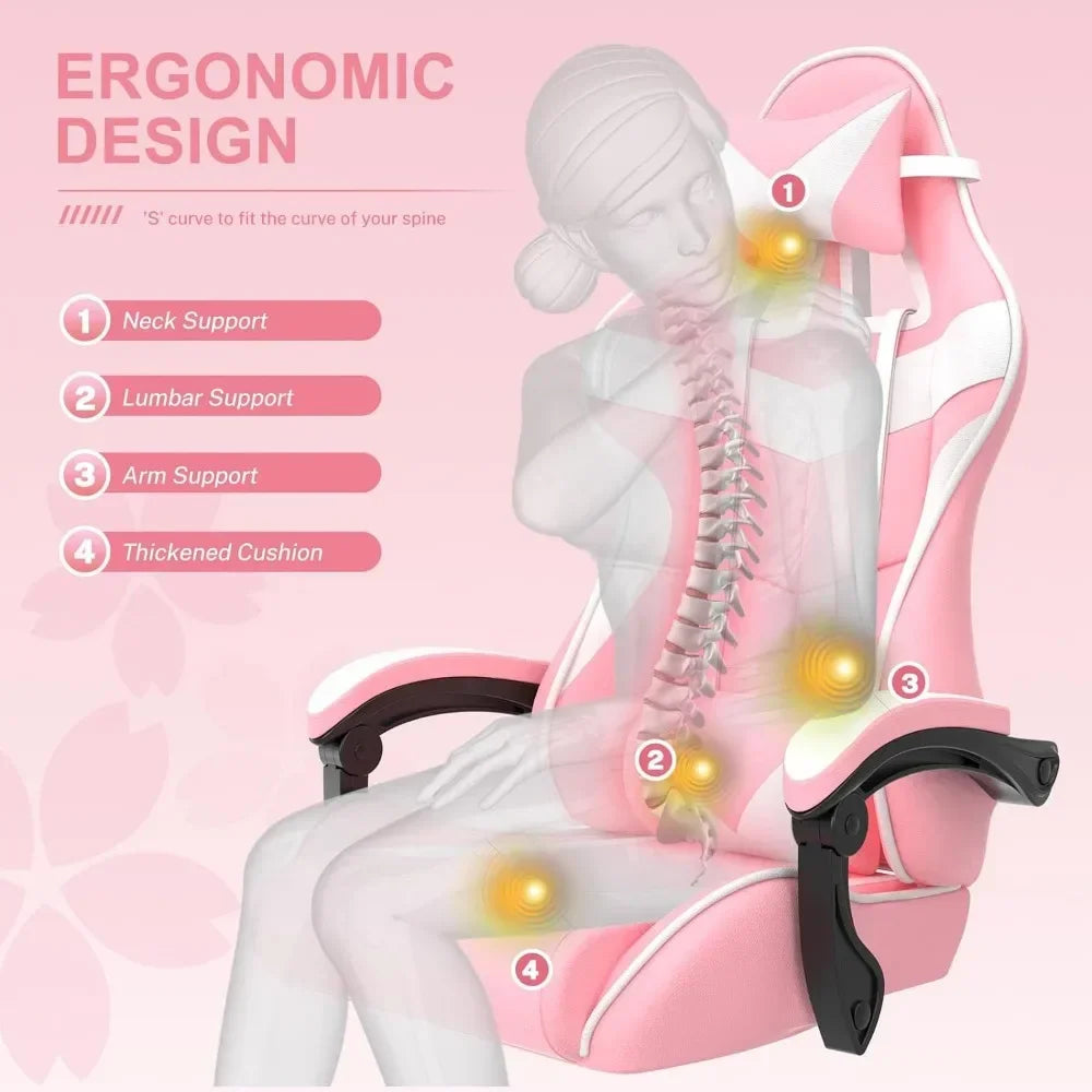 Computer Armchair Girlfriend Computer Gaming Chair Pink Gaming Chair With Footrest Sister Wife and Love (Pink) Desk Gamer Office