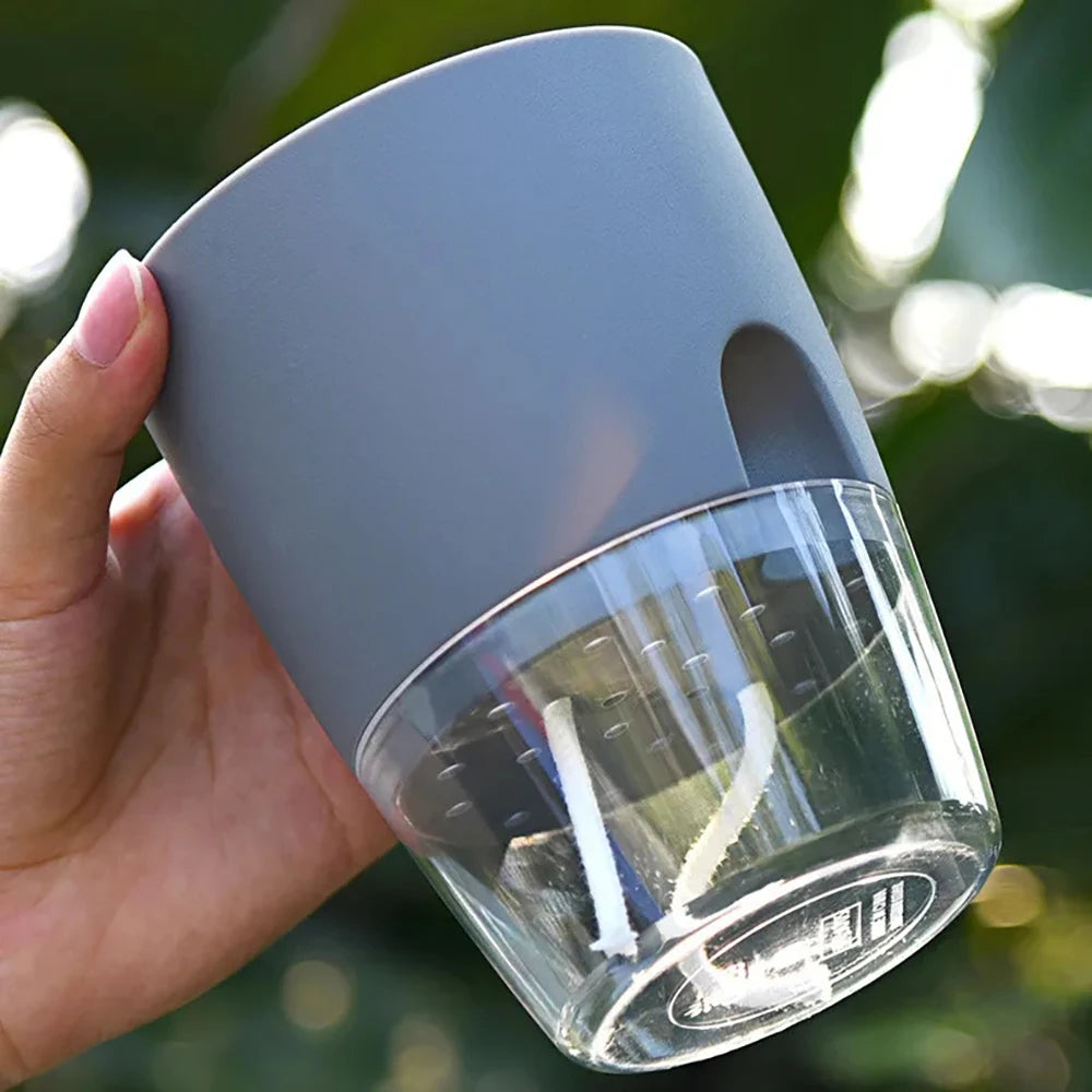 Transparent Double Layer Plastic Flower Pot Self Watering Flowerpot Cotton Rope Watering Plant Pot with Injection Port