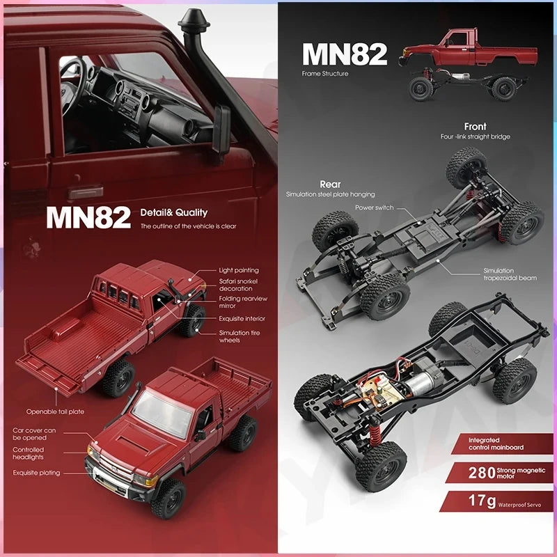 1:12 Rc Car Mn82 Model Retro Full-scale Simulation Lc79 RTR 2.4G 4WD 280 Motor Remote Control Pickup Truck Toys for Kids Gifts