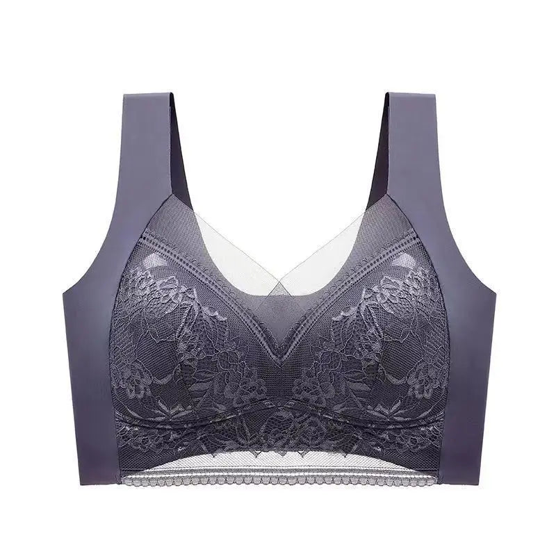 Top High Quality Lace Ladies Underwear Sexy and Comfortable No Steel Rings Fixed Cups Gathered Small Large Size Breathable Bra