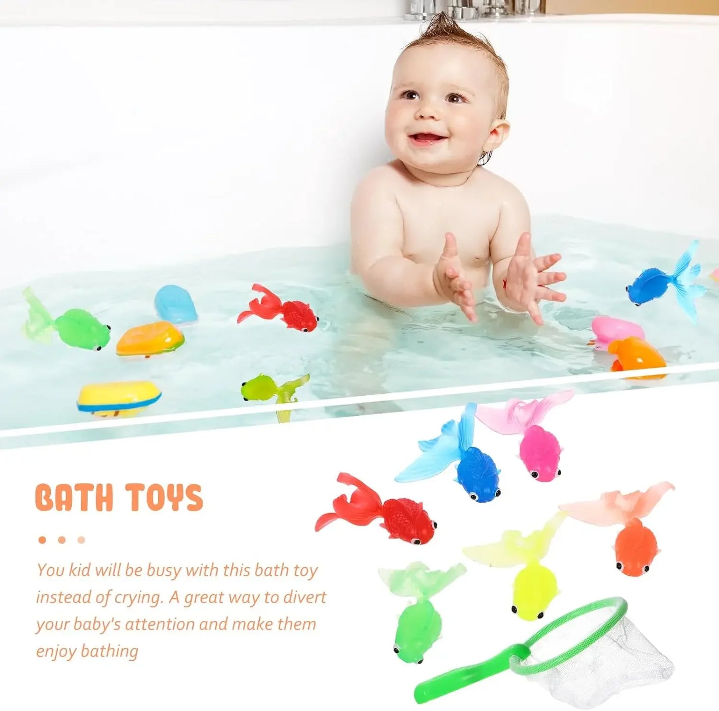 7pcs Baby Bath Toys Set with Fishing Net Water Toys Bathtub Baby Play Swimming Pool Games Gift for Kids Toddler Birthday Party