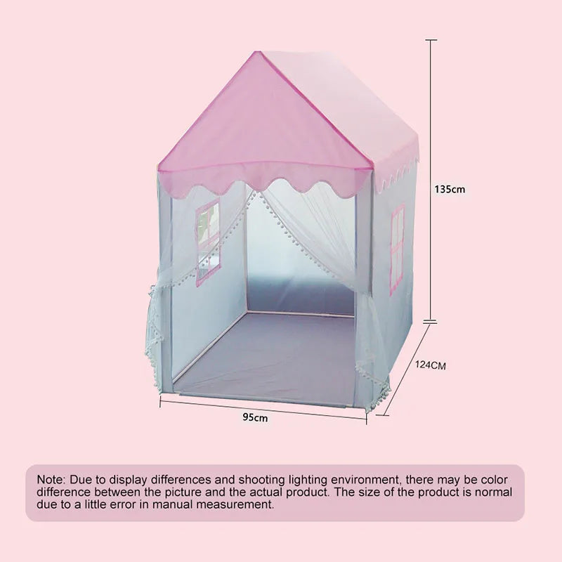 1.35M Large Children Toy Tent  Wigwam Folding Kids Tent Tipi Baby Play House Girls Pink Princess Castle Child Room Decor Gifts