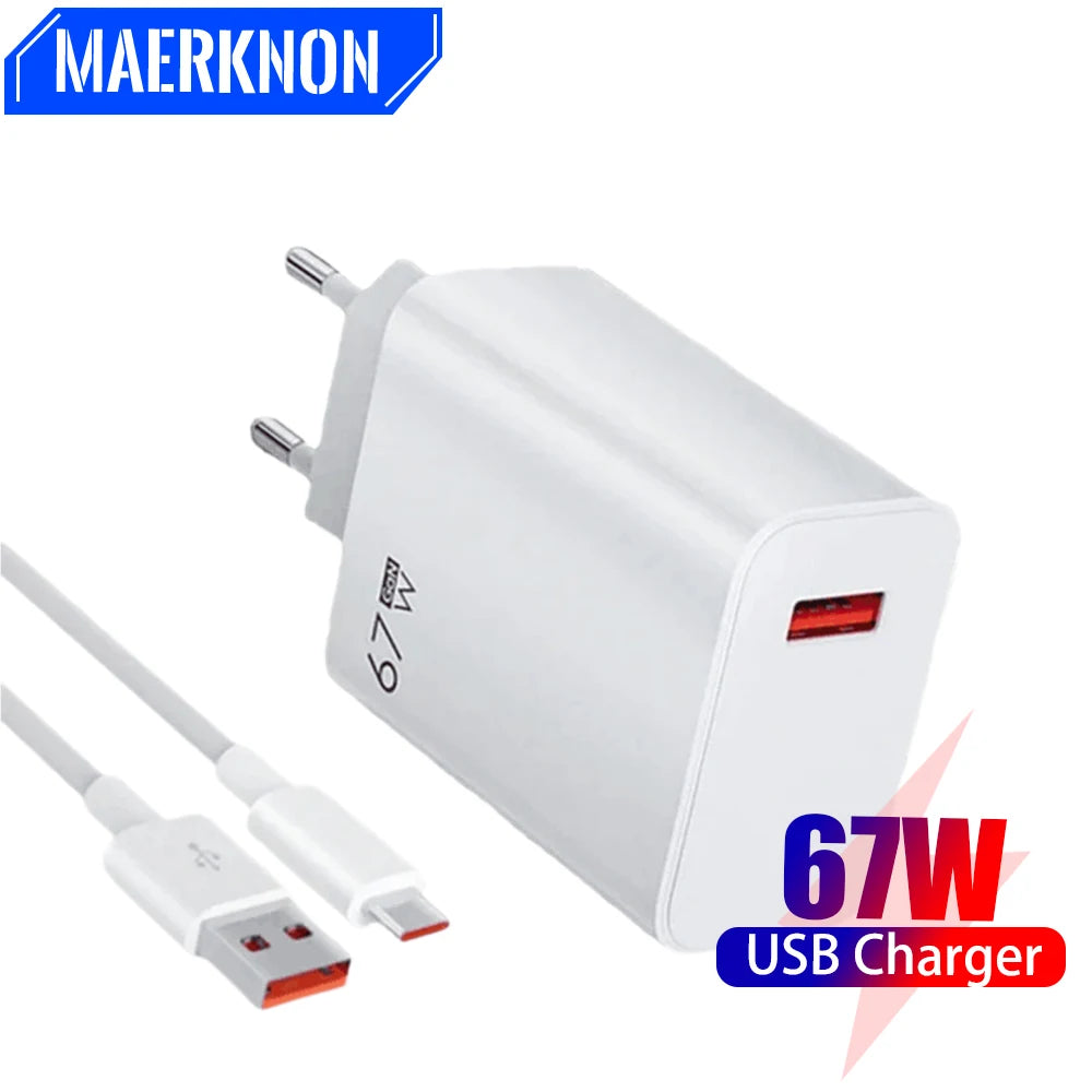 USB Total 67W GaN Charger Fast Charging Mobile Phone Adapter For iPhone15 Samsung Xiaomi Redmi USB Quick Charger QC3.0 Adapter