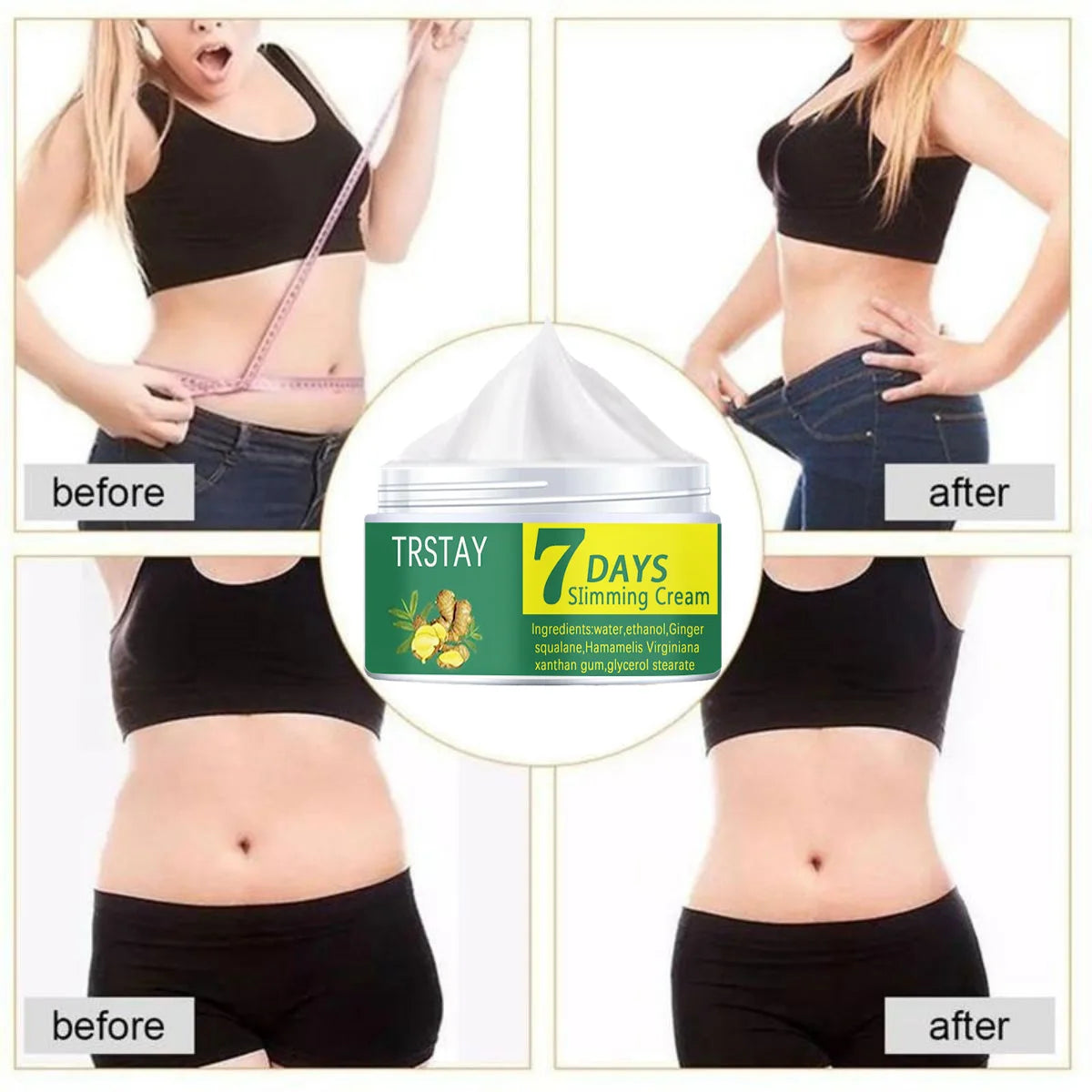 7 DAYS Ginger Slimming Cream Weight Loss Remove Waist Leg Cellulite Fat Burning Shaping Cream Whitening Firming Lift Body Care