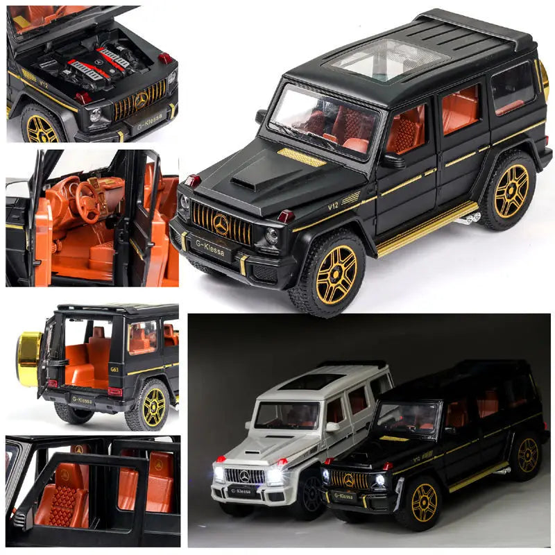 1:24 AMG G63 Model Car, Zinc Alloy Pull Back Toy Car with Sound and Light for Kids Boy Girl Gift