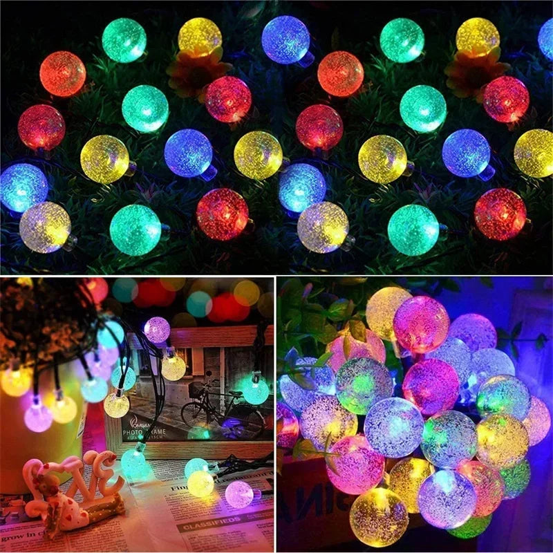 Solar String Lights Outdoor Solar Powered Light Led Crystal Globe Light With 8 Modes Waterproof for Garden Christmas Party Decor