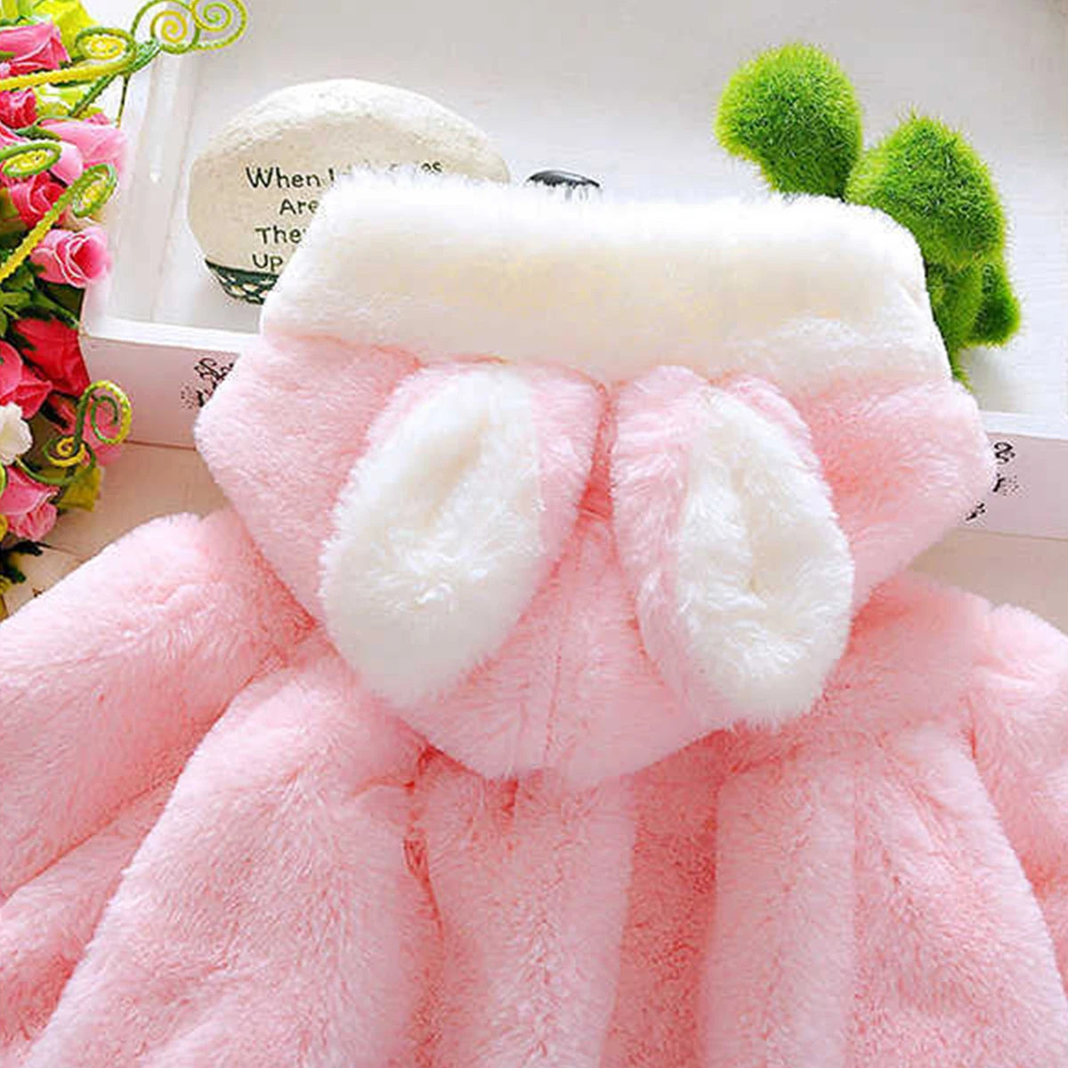 Baby Coat Winter Girl Baby Beautiful Artificial Fur Short Hooded Warm Princess Jacket Children'S Cute Children'S Winter Wear