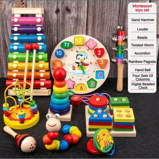 Montessori Wooden Sorting and Stacking Toys Preschool Color Perception Training Action Ability Cultivation Color Matching Game