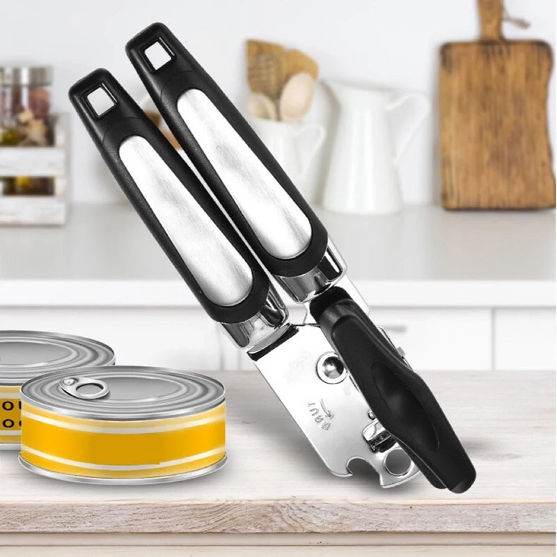 Stainless Steel Can Opener Powerful Can Knife Household Multifunctional Kitchen Utensils Beer Bottle Opener Anti-Slip Handle