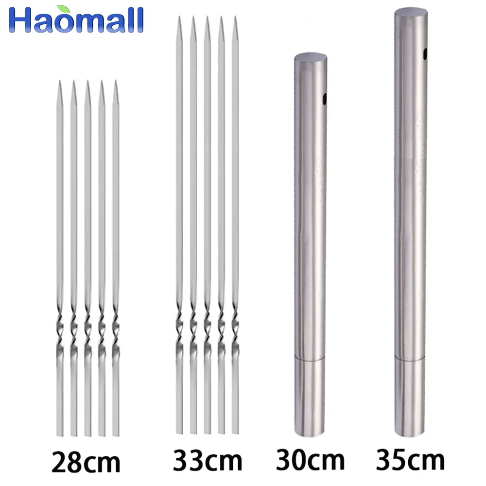 Stainless Steel Barbecue Skewer Reusable BBQ Skewers Kebab Iron Stick For Outdoor Camping Picnic Tools Cooking Tools