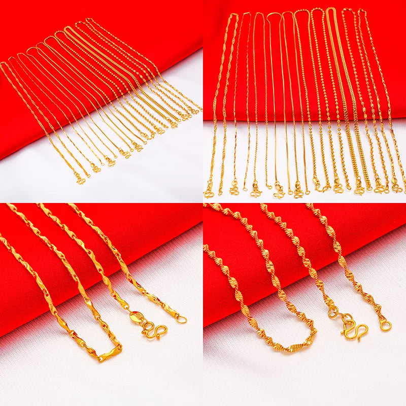 Simple 14k yellow Gold Plated Versatile Necklaces for women Fashion Clavicle Chainnot fade Wedding Anniversary High Jewelry Gift