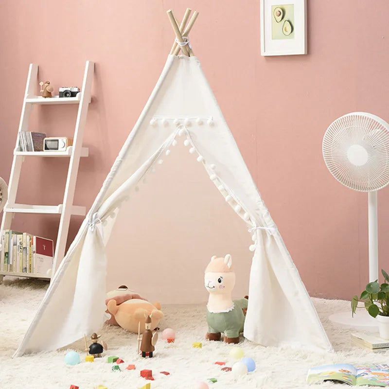 Kids Tent Teepee Tent For Children Portable Tipi Infantil House For Girl Cabana Boy Tents Decoration Carpet LED Lights