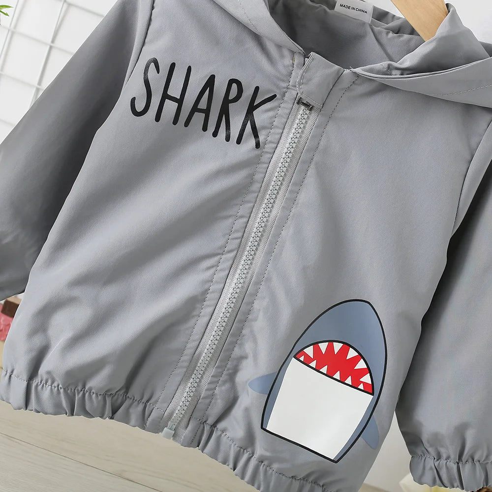 Children's Clothing Spring and Autumn Style Stormtrooper Windbreaker Baby Hooded Zippered Sweater Shark Jacket