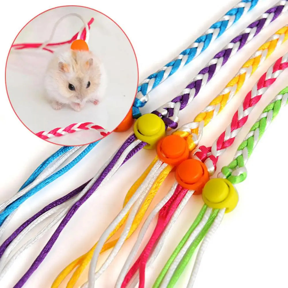 1.4/2m Hamster Traction Rope Small Pet Leash Harness Rope Gerbil Rope Harness Lead Collar Rat Mouse Hamster Pet Cage Leash