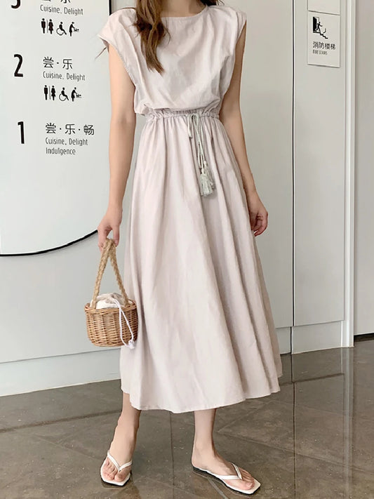 10 colors S-2XL Summer Women Dress Maxi Evening Female Vintage Dress Oversize Short Sleeve Beach Dresses Robe Vestido Cotton