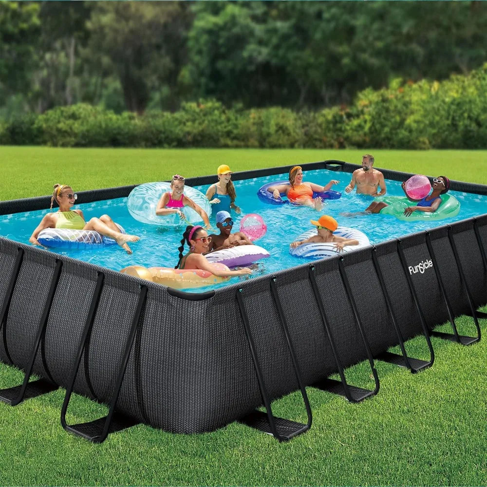 Swimming Pool 24' X 12' X 52" Oasis Designer Rectangular Frame Outdoor Above Ground Swimming Pool