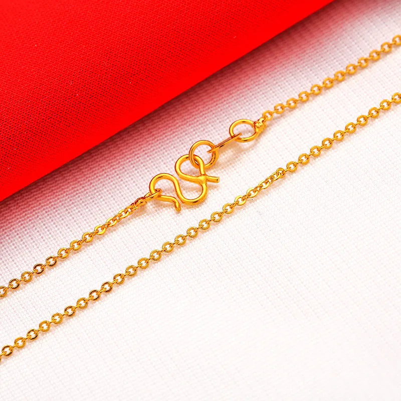 Simple 14k yellow Gold Plated Versatile Necklaces for women Fashion Clavicle Chainnot fade Wedding Anniversary High Jewelry Gift