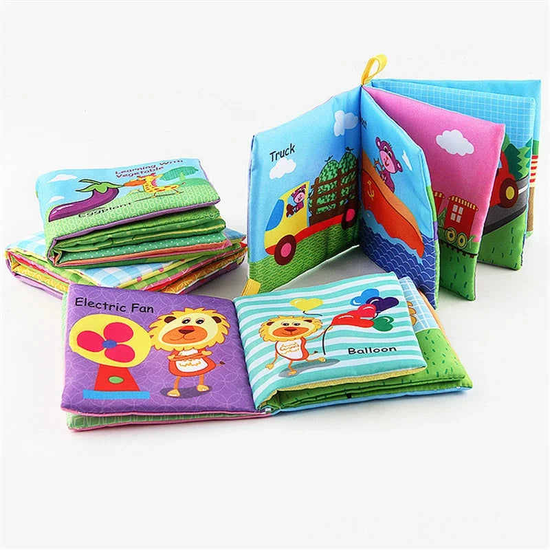 0-12Monthes Baby Cloth Book Fruits Animals Cognize Puzzle Book Infant Kids Early Learning Educational Fabric Books Toys игрушк