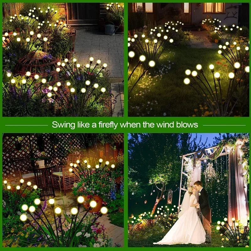 1/4/8/12Pack Outdoor LED Solar Lights Waterproof Starburst Firefly Lights Lawn Garden Lamp for Path Landscape Decorative Lights