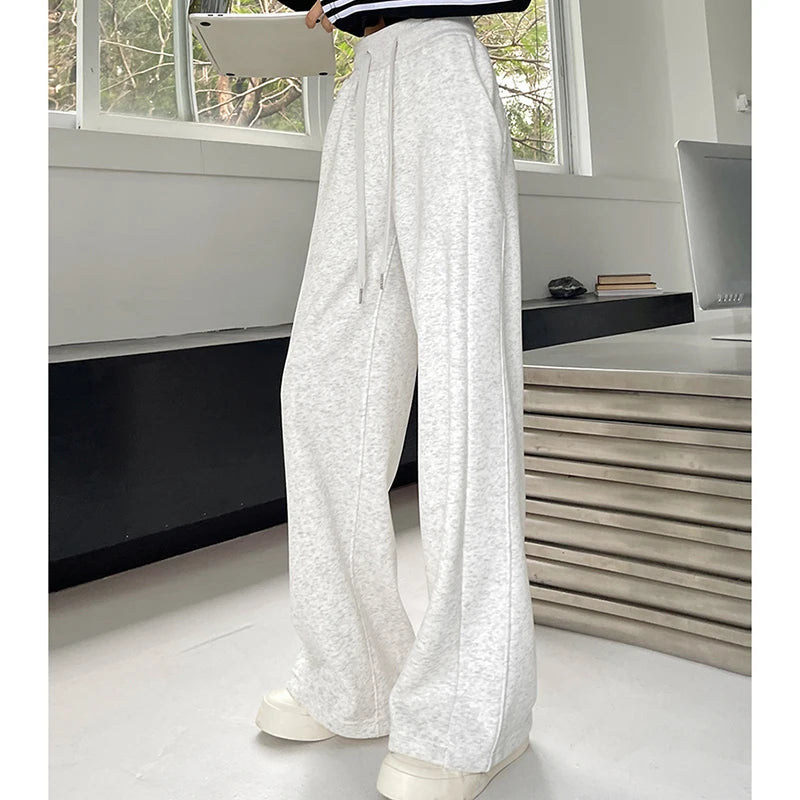 Women Korean Leisure Comfortable Wide Leg Trousers Girls High Waist Casual Clothes Sweatpants Female Fashion Loose Slacks Pants