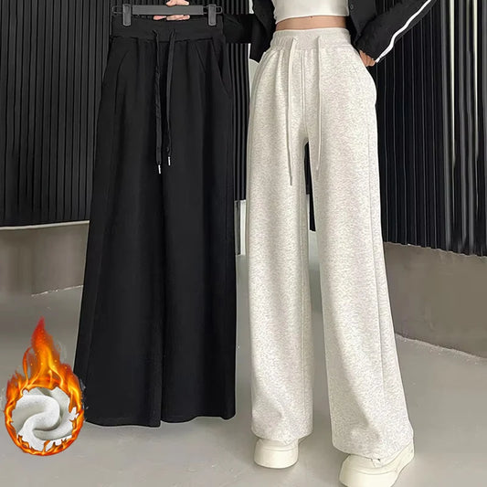 Women Korean Leisure Comfortable Wide Leg Trousers Girls High Waist Casual Clothes Sweatpants Female Fashion Loose Slacks Pants