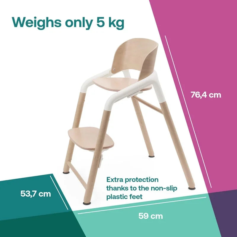 Giraffe Wooden Baby High Chair, Adjustable in 1, Easy to Clean, Safe and Ergonomic Highchair, Suitable from Birth in Comb