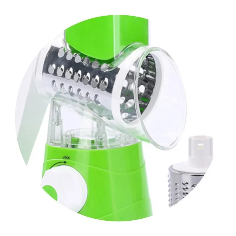 Vegetable Cutter & Slicer Manual Kitchen Cheese Chopper Machine with 3 Sharp Drums Multifunctional Garlic Potato Shredder