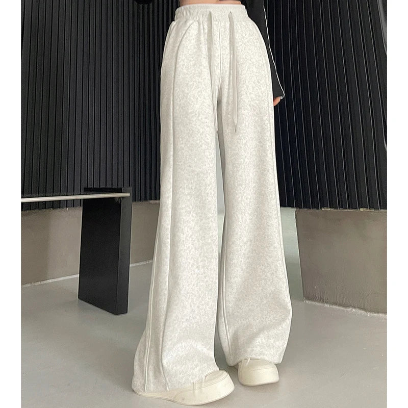 Women Korean Leisure Comfortable Wide Leg Trousers Girls High Waist Casual Clothes Sweatpants Female Fashion Loose Slacks Pants